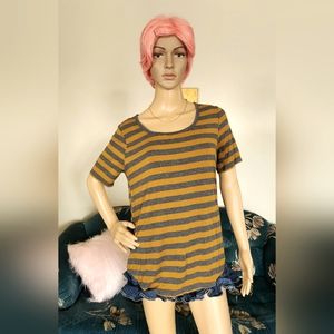 Orange & Grey Striped Tee | Trendy Casual Shirt